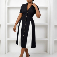 New women's clothing style fashionable commuting simple suit collar splicing color