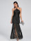 Hot selling new halter top long dress with tassel at the hem sexy evening party dress
