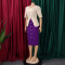 New foreign trade style elegant and fashionable round neck five quarter sleeve patchwork hip hugging dress