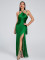 Hot selling new halter top long dress with tassel at the hem sexy evening party dress