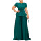 Summer temperament elegant and fashionable plus size short sleeved ruffled top casual wide leg pants set