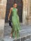European and American cross-border party party temperament, neck hanging tassel long dress, formal dress