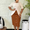 New foreign trade style elegant and fashionable round neck five quarter sleeve patchwork hip hugging dress