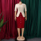 New foreign trade style elegant and fashionable round neck five quarter sleeve patchwork hip hugging dress