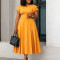 Elegant temperament, plus size, mid length, high waist, and large swing dress