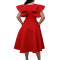 Elegant summer temperament with lotus leaf sleeves, waist cinched and tied dress, cross-border dress