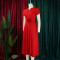 Elegant temperament, plus size, mid length, high waist, and large swing dress