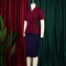 New summer short sleeved ruffled elegant temperament color blocked hip hugging African dress