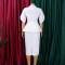 Fashionable and elegant ruffled V-neck slim fit hip hugging short sleeved plus size African dress