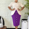 New foreign trade style elegant and fashionable round neck five quarter sleeve patchwork hip hugging dress
