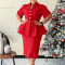 Fashionable and elegant ruffled V-neck slim fit hip hugging short sleeved plus size African dress