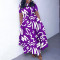 Loose print plus size strap, medium to long length swing dress, women's clothing