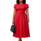 Elegant temperament, plus size, mid length, high waist, and large swing dress