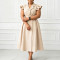 Summer new style OL suit collar mid length double breasted dress