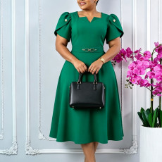 Women's Summer Fashion High Waist Elegant Large Size Foreign Trade Large Size Dress
