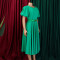 New fashionable and elegant round neck bubble sleeves, large skirt, medium to long foreign trade dress