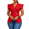 Summer New V-neck OL Style Fashionable Lotus Leaf Sleeve Foreign Trade Top
