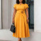Elegant temperament, plus size, mid length, high waist, and large swing dress
