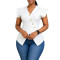 Summer New V-neck OL Style Fashionable Lotus Leaf Sleeve Foreign Trade Top