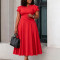 Elegant temperament, plus size, mid length, high waist, and large swing dress