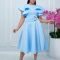 Elegant summer temperament with lotus leaf sleeves, waist cinched and tied dress, cross-border dress