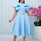 Elegant summer temperament with lotus leaf sleeves, waist cinched and tied dress, cross-border dress