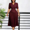 2026 summer temperament fashionable and elegant five quarter sleeve suit collar African dress