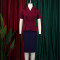 New summer short sleeved ruffled elegant temperament color blocked hip hugging African dress