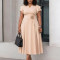 Elegant temperament, plus size, mid length, high waist, and large swing dress
