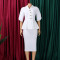 Fashionable and elegant ruffled V-neck slim fit hip hugging short sleeved plus size African dress