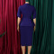 Fashionable and elegant ruffled V-neck slim fit hip hugging short sleeved plus size African dress