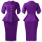 Fashionable and elegant ruffled V-neck slim fit hip hugging short sleeved plus size African dress