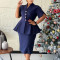 Fashionable and elegant ruffled V-neck slim fit hip hugging short sleeved plus size African dress