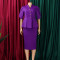 Fashionable and elegant ruffled V-neck slim fit hip hugging short sleeved plus size African dress