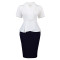 New summer short sleeved ruffled elegant temperament color blocked hip hugging African dress