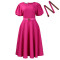 New fashionable and elegant round neck bubble sleeves, large skirt, medium to long foreign trade dress