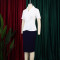 New summer short sleeved ruffled elegant temperament color blocked hip hugging African dress