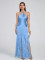 Hot selling new halter top long dress with tassel at the hem sexy evening party dress