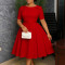 New fashionable and elegant dress for foreign trade, round neck short sleeved dress