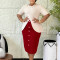 New foreign trade style elegant and fashionable round neck five quarter sleeve patchwork hip hugging dress