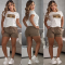 Summer embroidery+printed cool silk short sleeved shorts set in 2 colors in stock