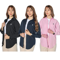 Temperament Pony Embroidered Shirt Women's Fashion Cardigan Versatile Loose Polo Shirt