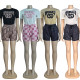 Summer new embroidered printed short sleeved shorts set in 4 colors in stock