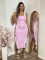 New fashion embroidered waist cinching slimming slit knitted European and American sleeveless dress in five colors