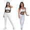 Fashionable Strappy Sports Tank Top (with Bra) High-Elastic Waistband Fitness Yoga Set
