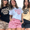 Summer new embroidered printed short sleeved shorts set in 4 colors in stock