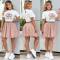 High waisted pleated short skirt set summer new casual sports fashion two-piece set for women