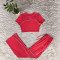 Fashion crop exposed short sleeved top, high waist wide leg pants, casual sports loose suit