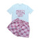 Summer new embroidered printed short sleeved shorts set in 4 colors in stock