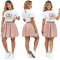 High waisted pleated short skirt set summer new casual sports fashion two-piece set for women